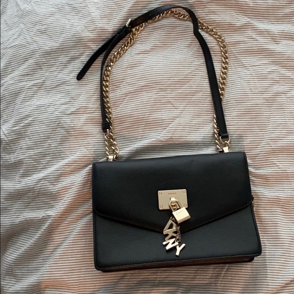 DKNY leather shoulder flap bag